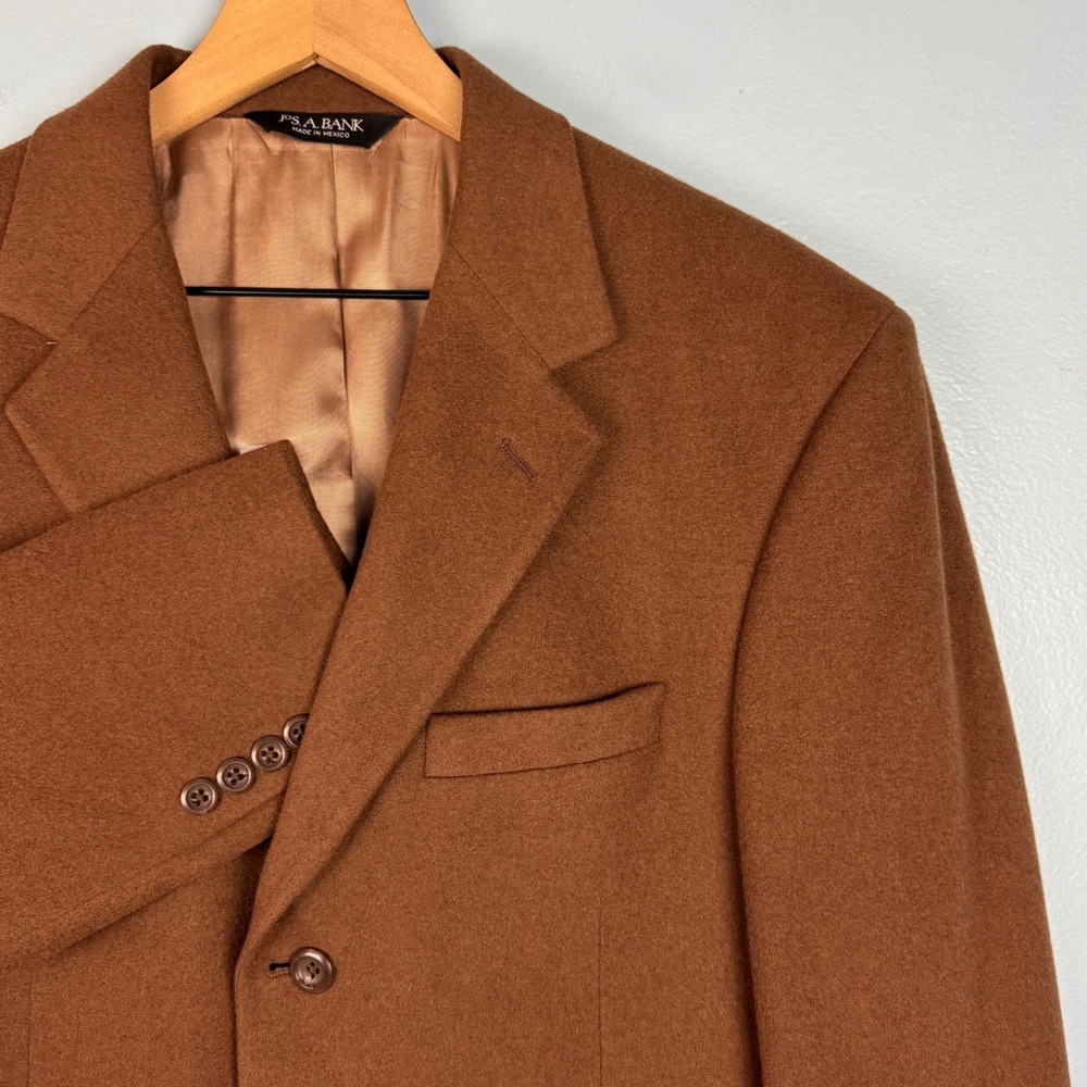 Jos A Bank Mitchell Men's 39 Regular Brown Cashmere 3 Button Sport Coat Blazer